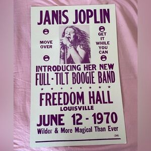 1970 Janis Joplin vintage music poster